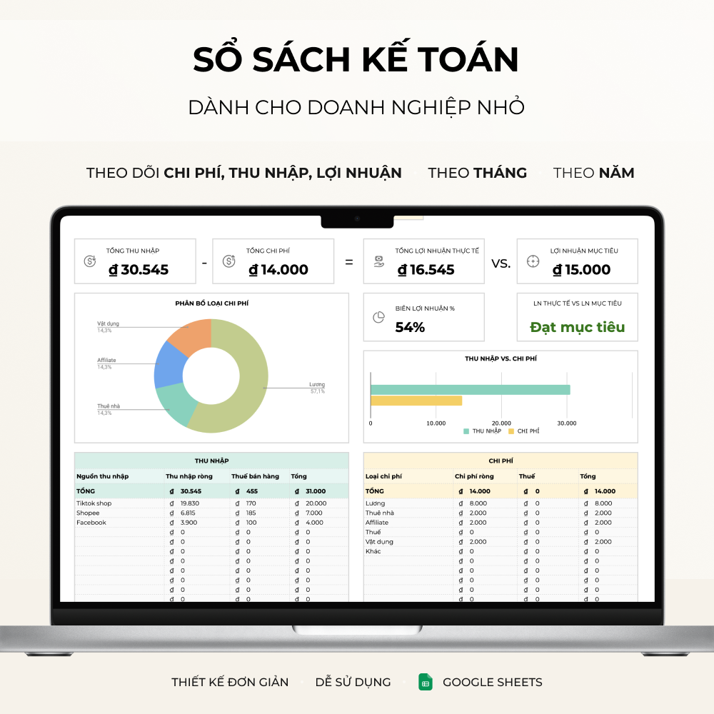 Sổ sách kế toán dành cho doanh nghiệp nhỏ - Spreadsheet Template
